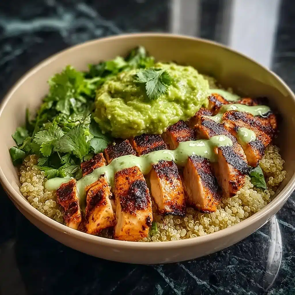Grilled Chicken Quinoa Bowls with Avocado Sauce Delight Recipe - Recipe Image