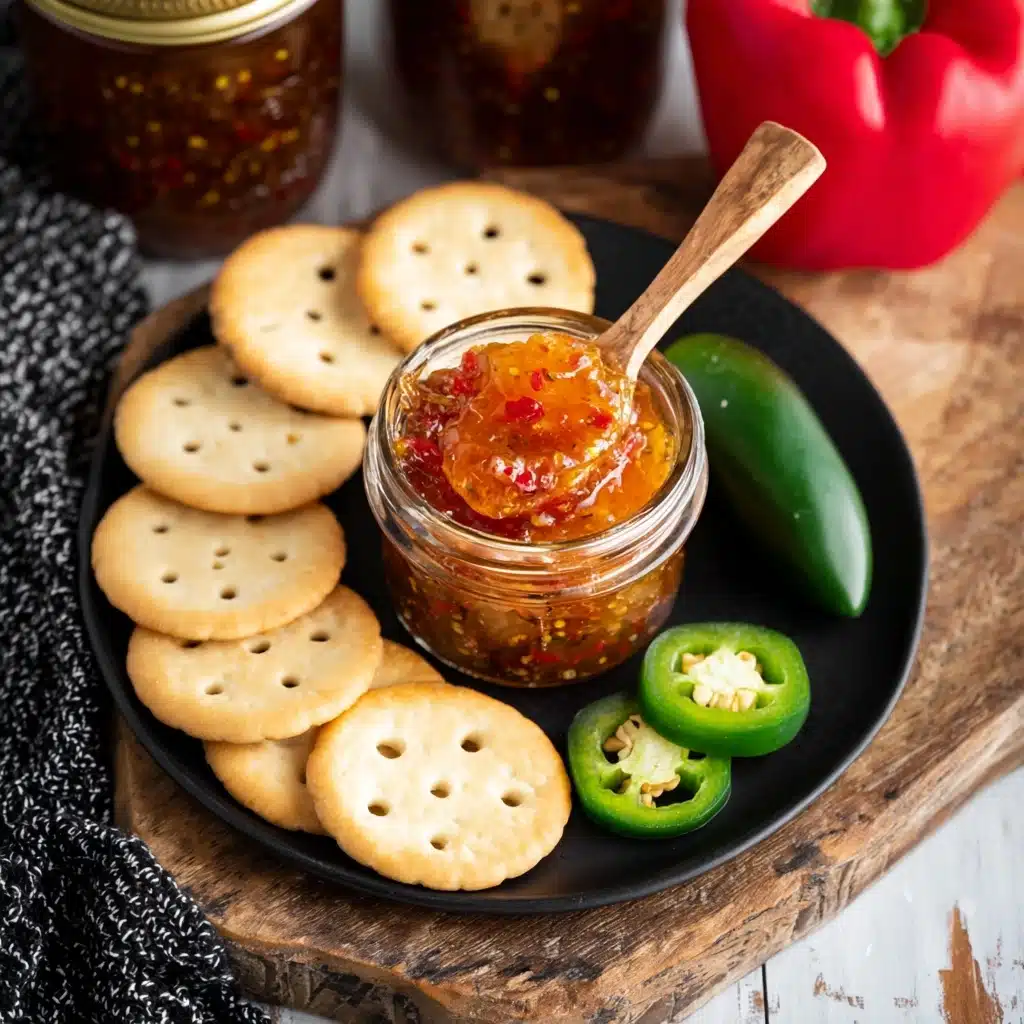 This jalapeno pepper jam recipe is easy to double for a party appetizer Recipe - Recipe Image
