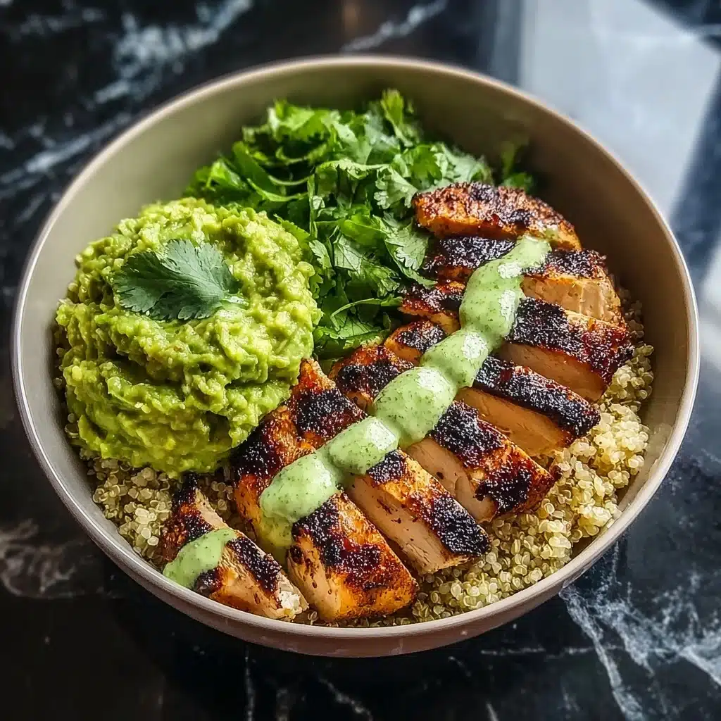 Grilled Chicken Quinoa Bowls with Avocado Sauce Delight Recipe - Recipe Image