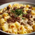 Creamy Velveeta Beef Stroganoff and Penne Pasta Recipe