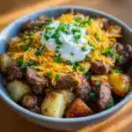 Crockpot Loaded Steak and Potato Bake Recipe