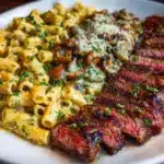 Cheesy Cajun Garlic Butter Steak with Creamy Rigatoni Recipe