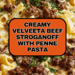 Creamy Velveeta Beef Stroganoff and Penne Pasta Recipe