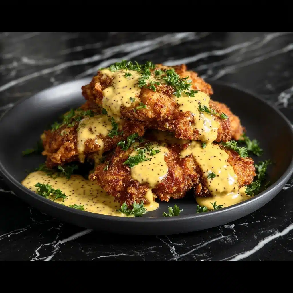 Savory Pretzel Chicken with Mustard-Cheddar Sauce Delight Recipe - Recipe Image