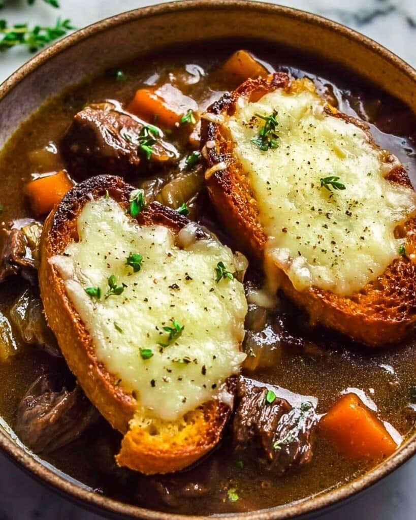 French Onion Short Rib Soup with Gruyère Toast Recipe
