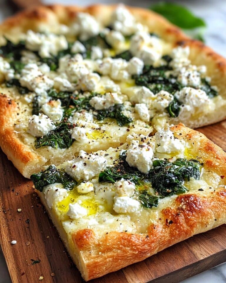 Greek Roasted Garlic Spinach White Pizza Recipe