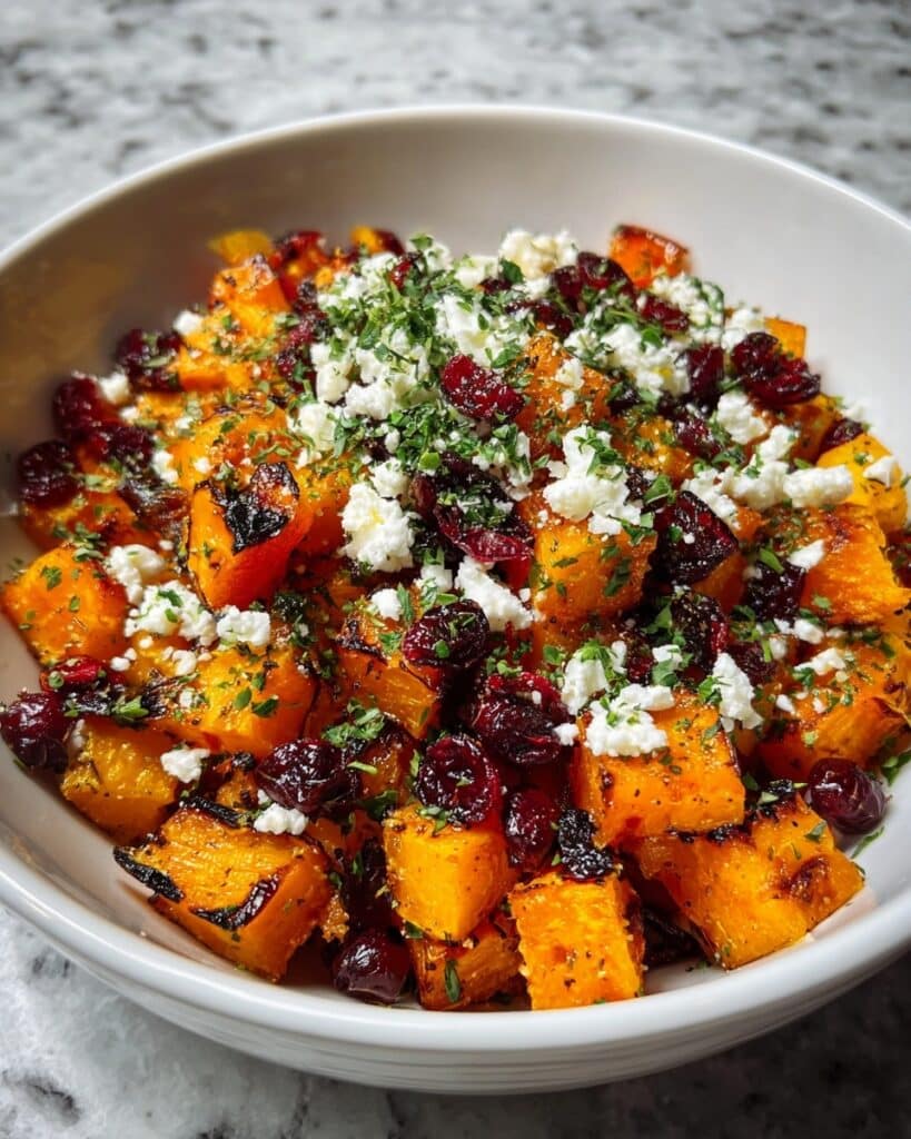 Roasted Butternut Squash with Cranberries and Feta Recipe