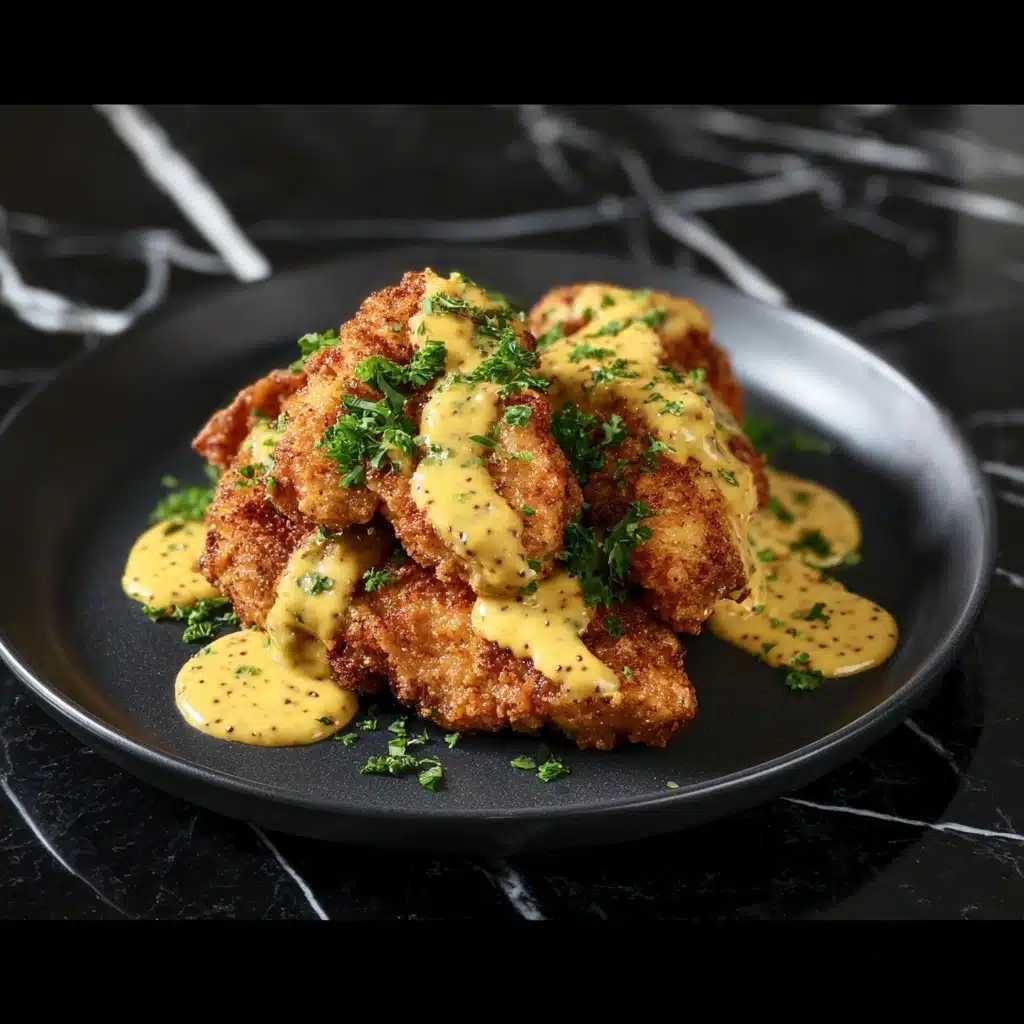 Savory Pretzel Chicken with Mustard-Cheddar Sauce Delight Recipe - Recipe Image