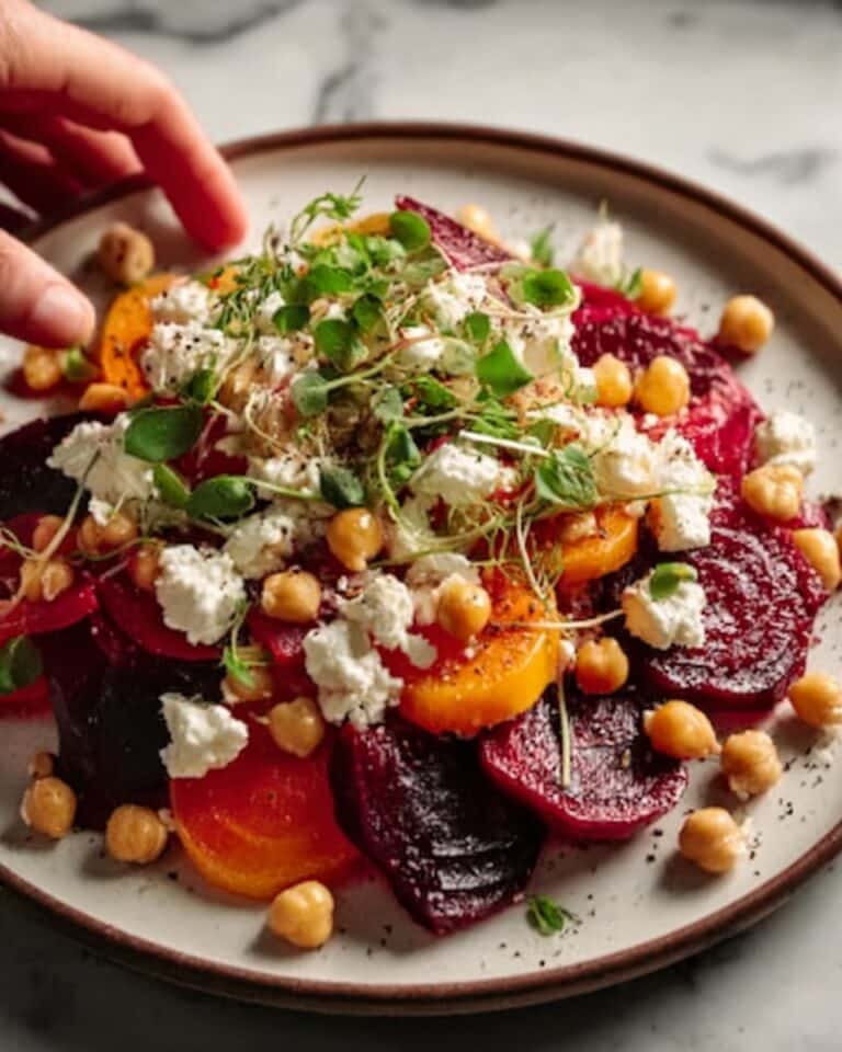 Chickpea, Beet & Feta Salad with Lemon-Garlic Vinaigrette Recipe