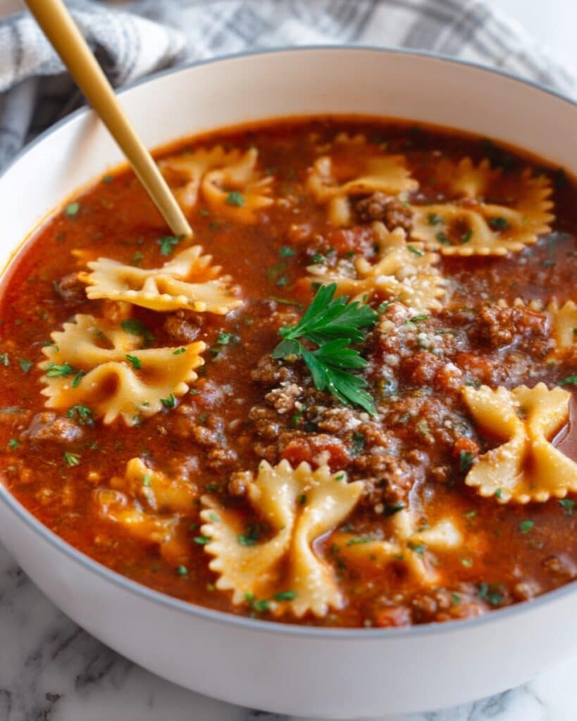 Amazing Homemade Lasagna Soup with Bow Tie Pasta Delight Recipe
