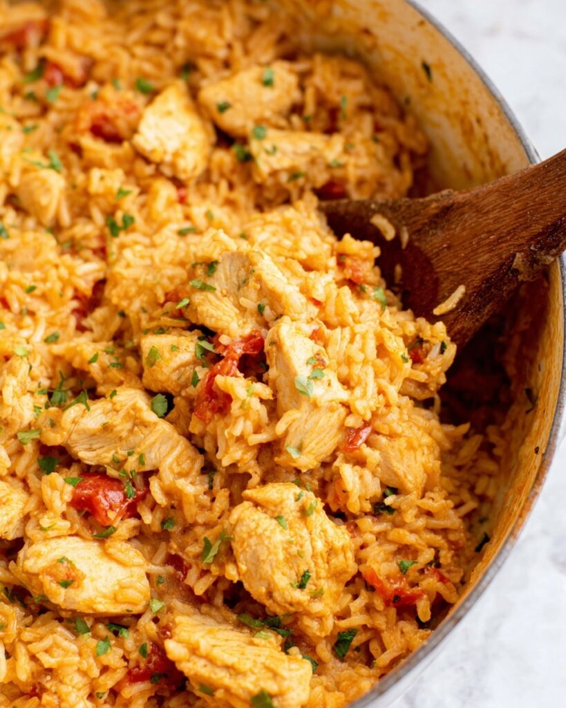 Easy One Pot Queso Chicken and Rice Recipe