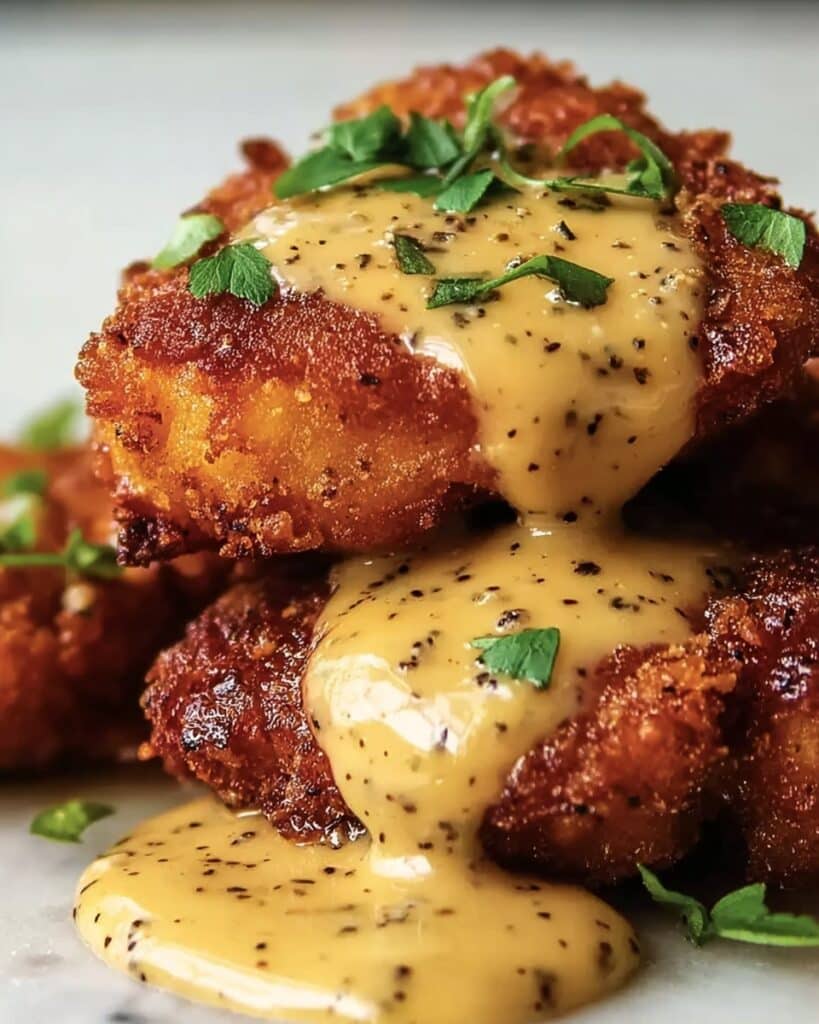Pretzel Chicken with Mustard-Cheddar Sauce Recipe