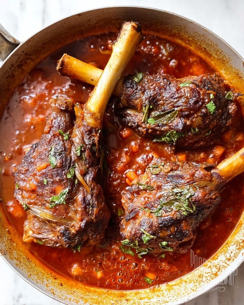 Braised Lamb Shank with Red Wine and Tomato Sauce Recipe
