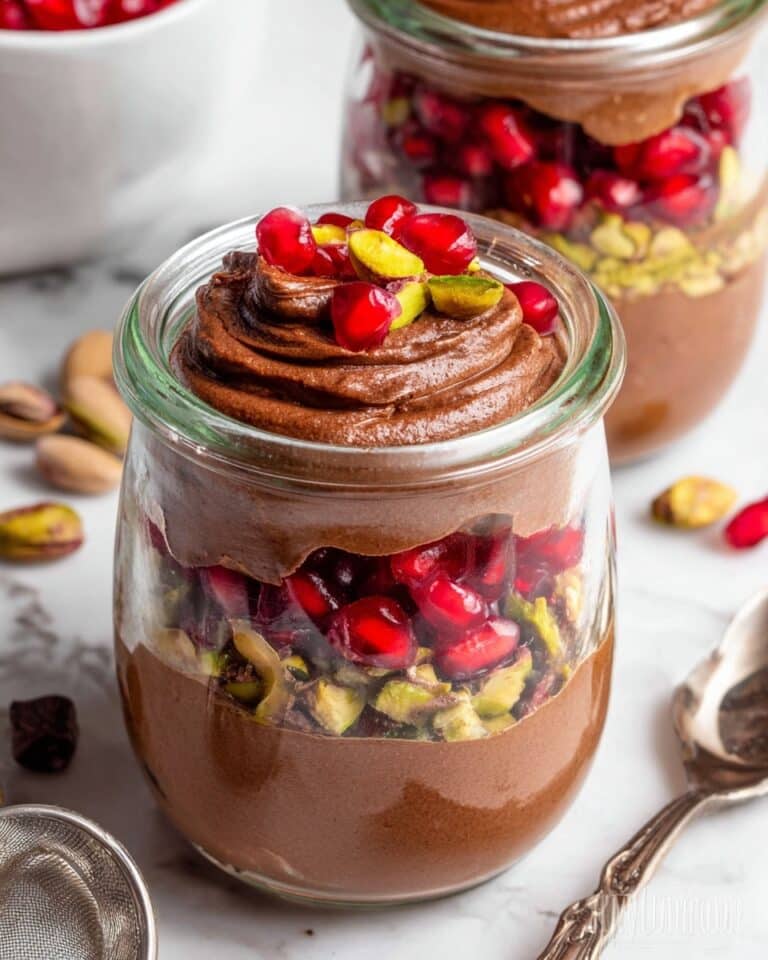 Chocolate Pomegranate Mousse with Pistachios Recipe