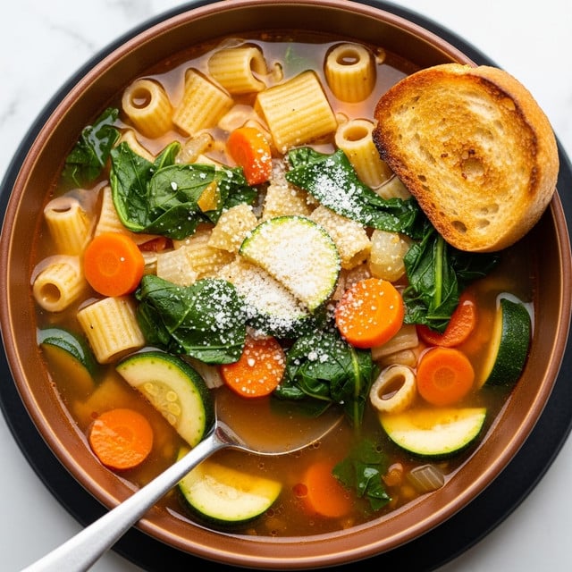 Hearty Minestrone Soup with Beans, Vegetables, and Pasta Recipe