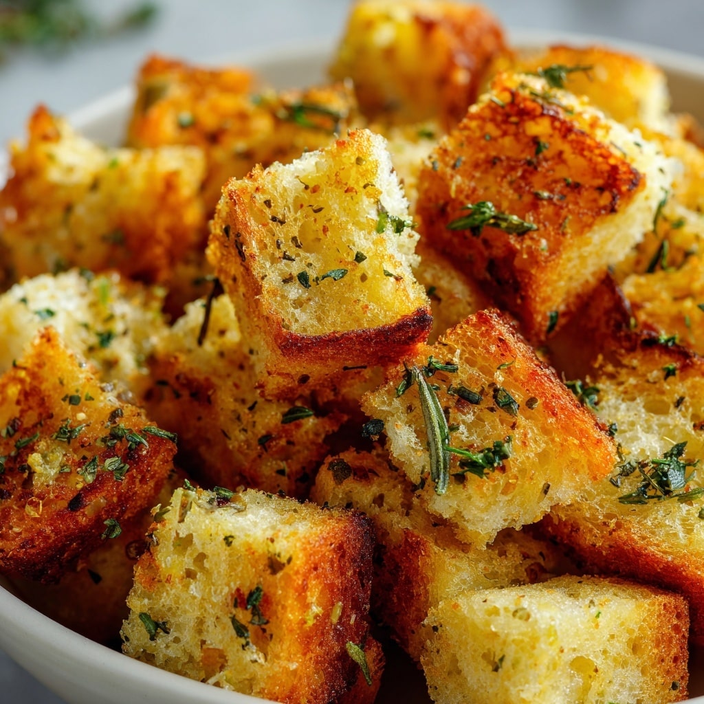 Homemade Garlic Olive Oil Croutons Recipe - Recipe Image