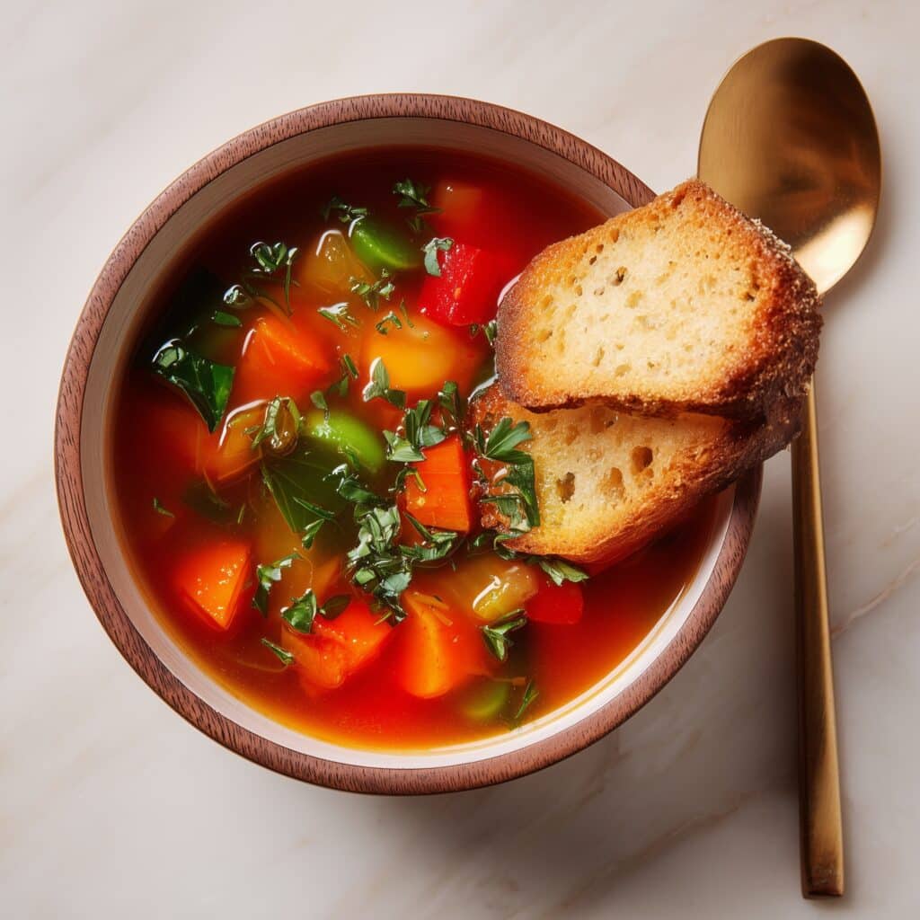 Hearty Minestrone Soup with Bacon, Vegetables, and Pasta Recipe