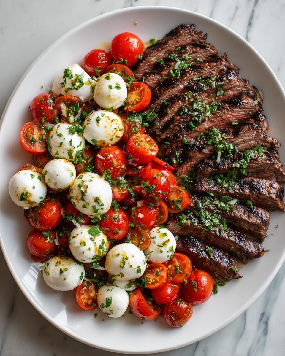 Grilled Flank Steak Caprese with Balsamic Dressing Recipe - Recipe Image