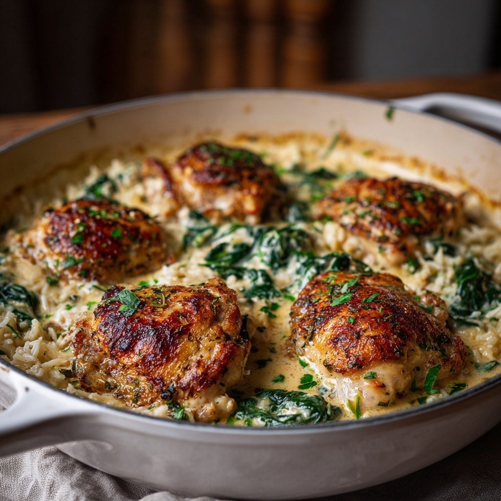 Coconut Creamed Spinach With Chicken Thighs Recipe - Recipe Image