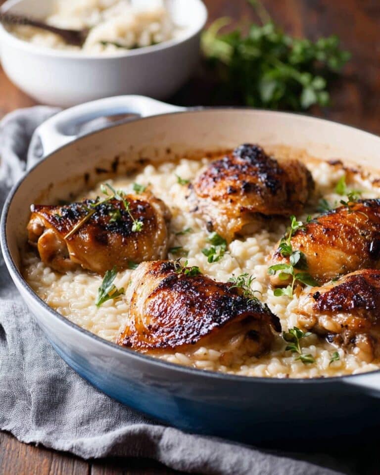 One Pot Creamy Parmesan Garlic Risotto with Lemon Pepper Chicken Recipe