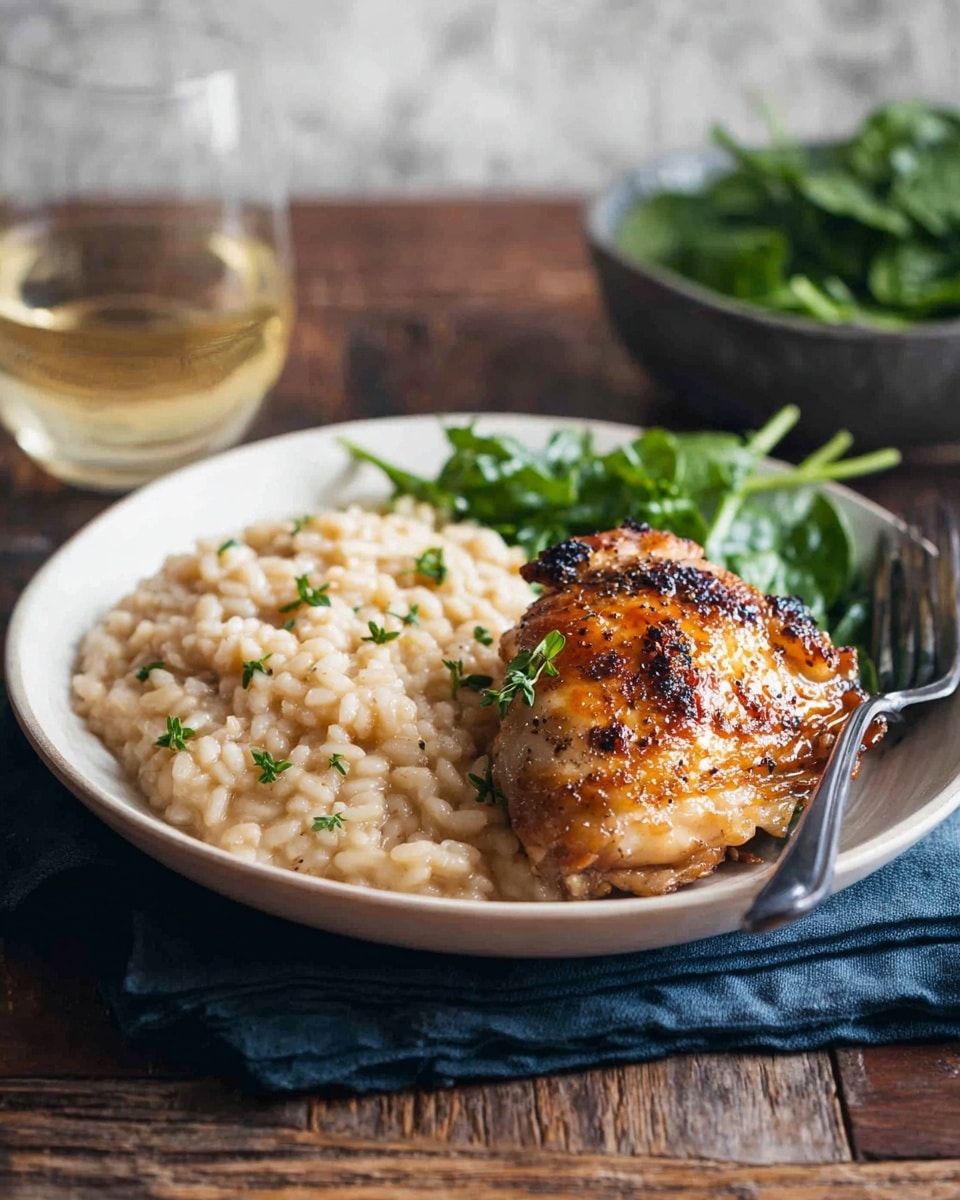 One Pot Creamy Parmesan Garlic Risotto with Lemon Pepper Chicken Recipe - Recipe Image