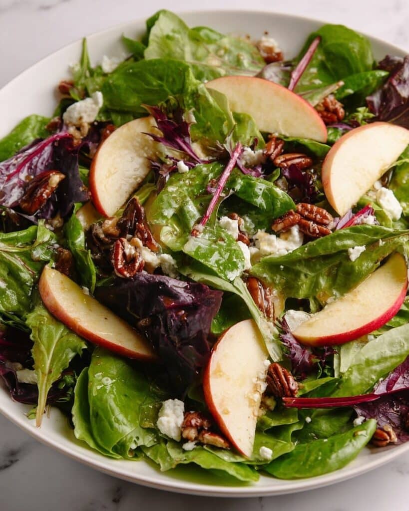 Apple Salad with Candied Pecans, Blue Cheese, and Cranberries Recipe