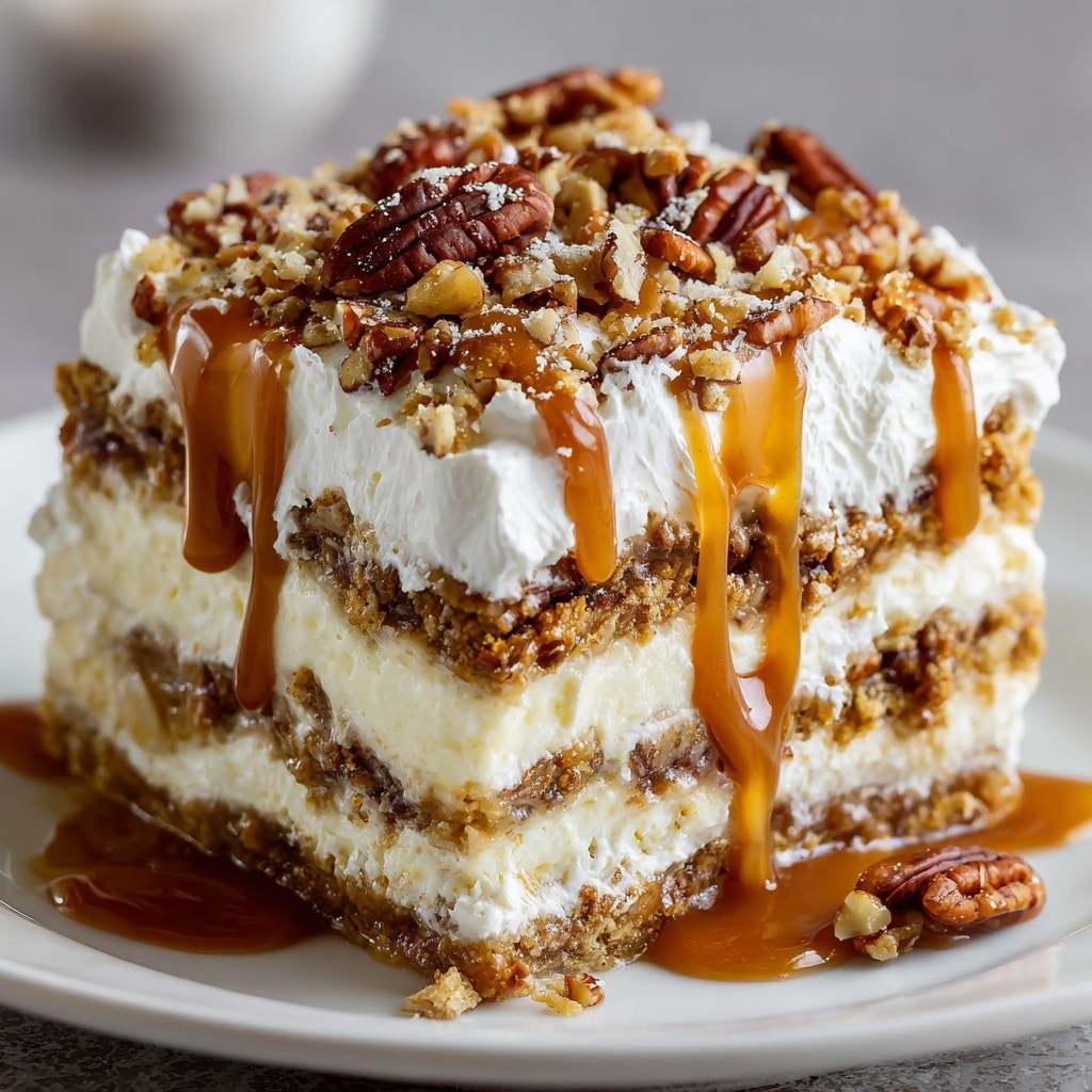 No Bake Turtle Lush: A Decadent Layered Dessert Everyone Will Love Recipe - Recipe Image
