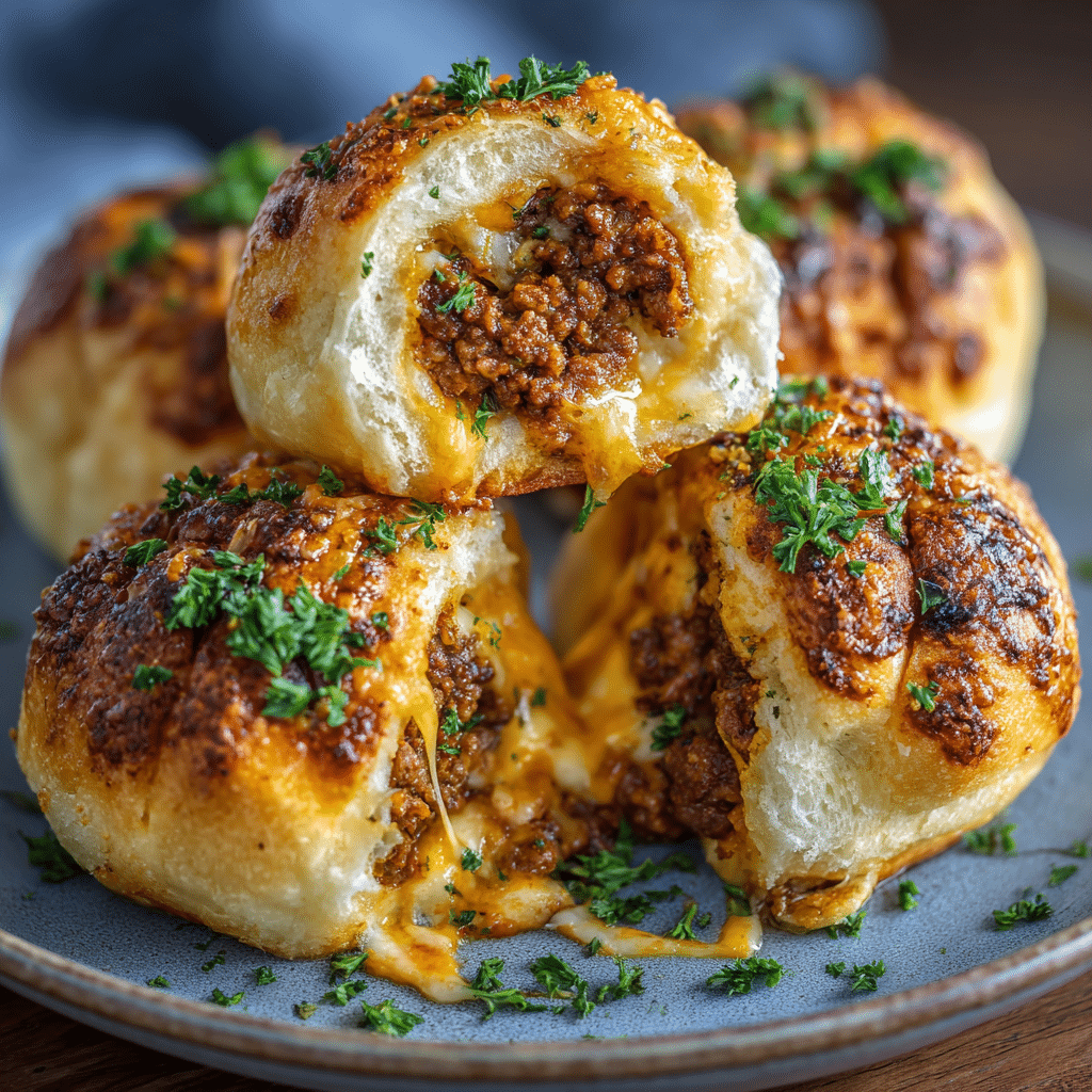 Irresistibly Cheesy Garlic Parmesan Cheeseburger Bombs Recipe - Recipe Image