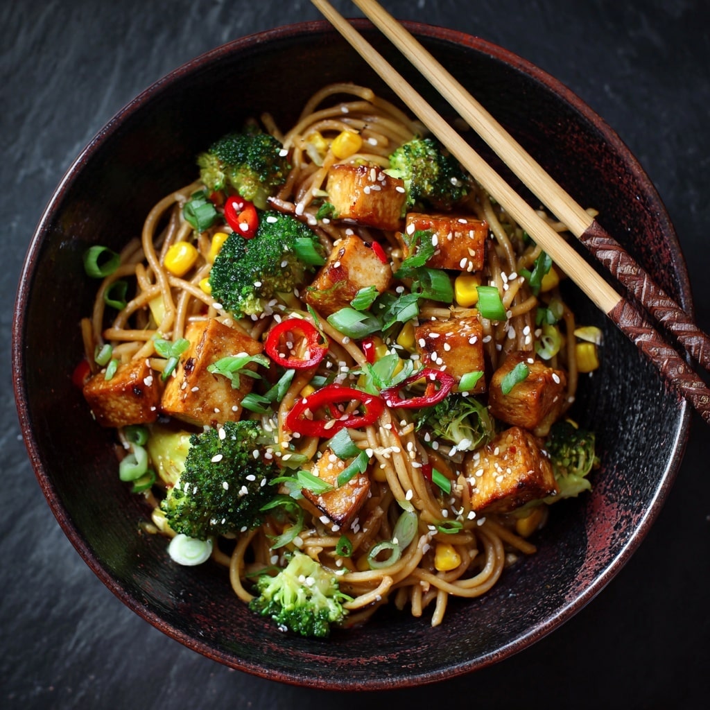 Spicy Garlic Chicken and Broccoli Noodle Bowls Recipe - Recipe Image