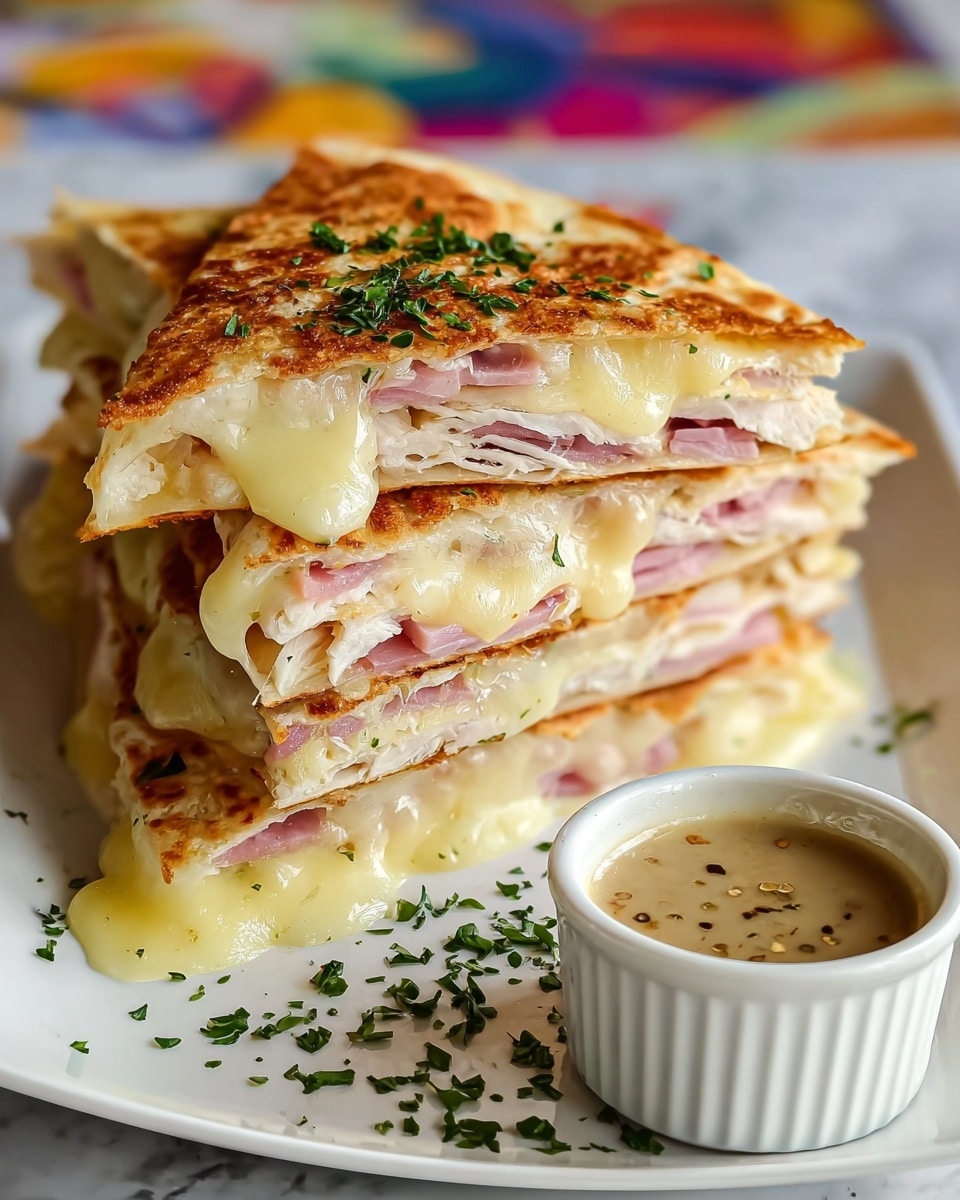 Chicken Cordon Bleu Quesadilla with Parmesan Dijon Sauce Recipe - Recipe Image