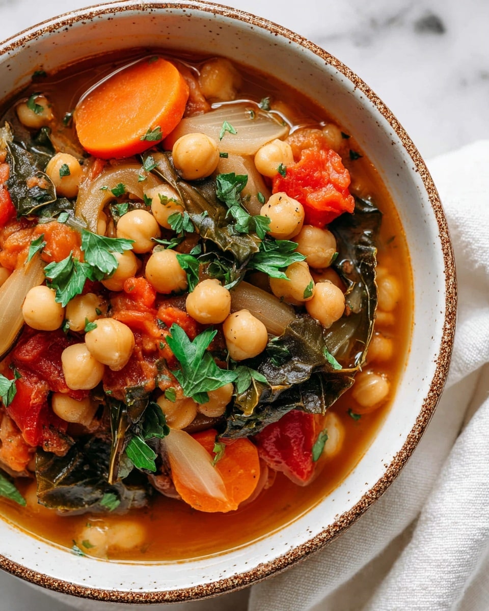 Easy Garbanzo Bean Soup with Spinach and Tomatoes Recipe - Recipe Image