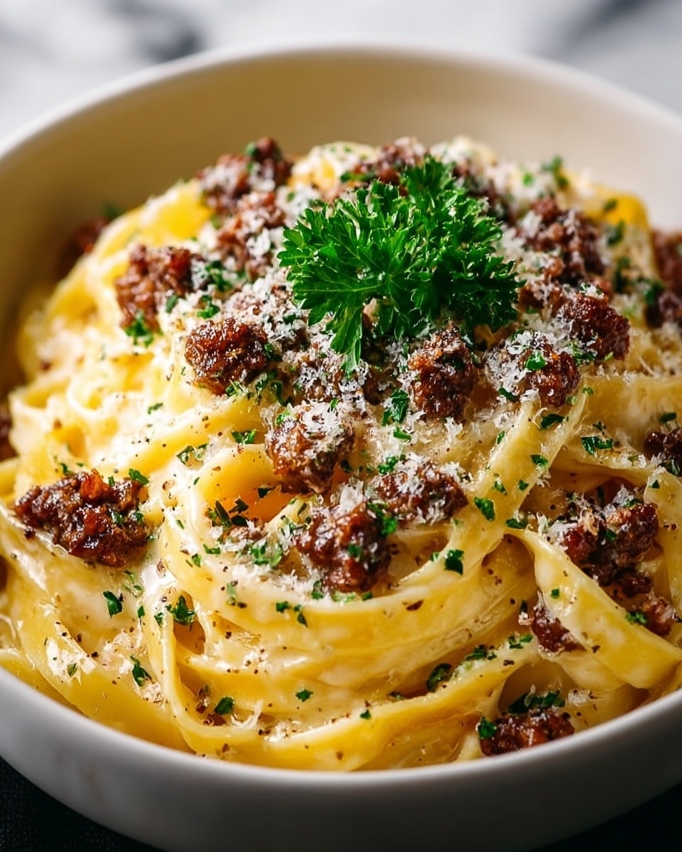 Garlic Butter Beef Linguine Recipe - Recipe Image