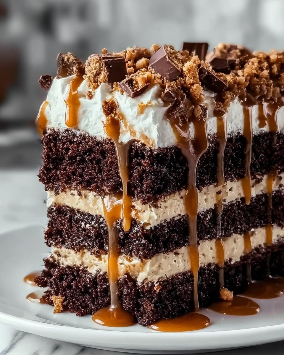 Irresistible Chocolate Caramel Toffee Crunch Cake Recipe - Recipe Image