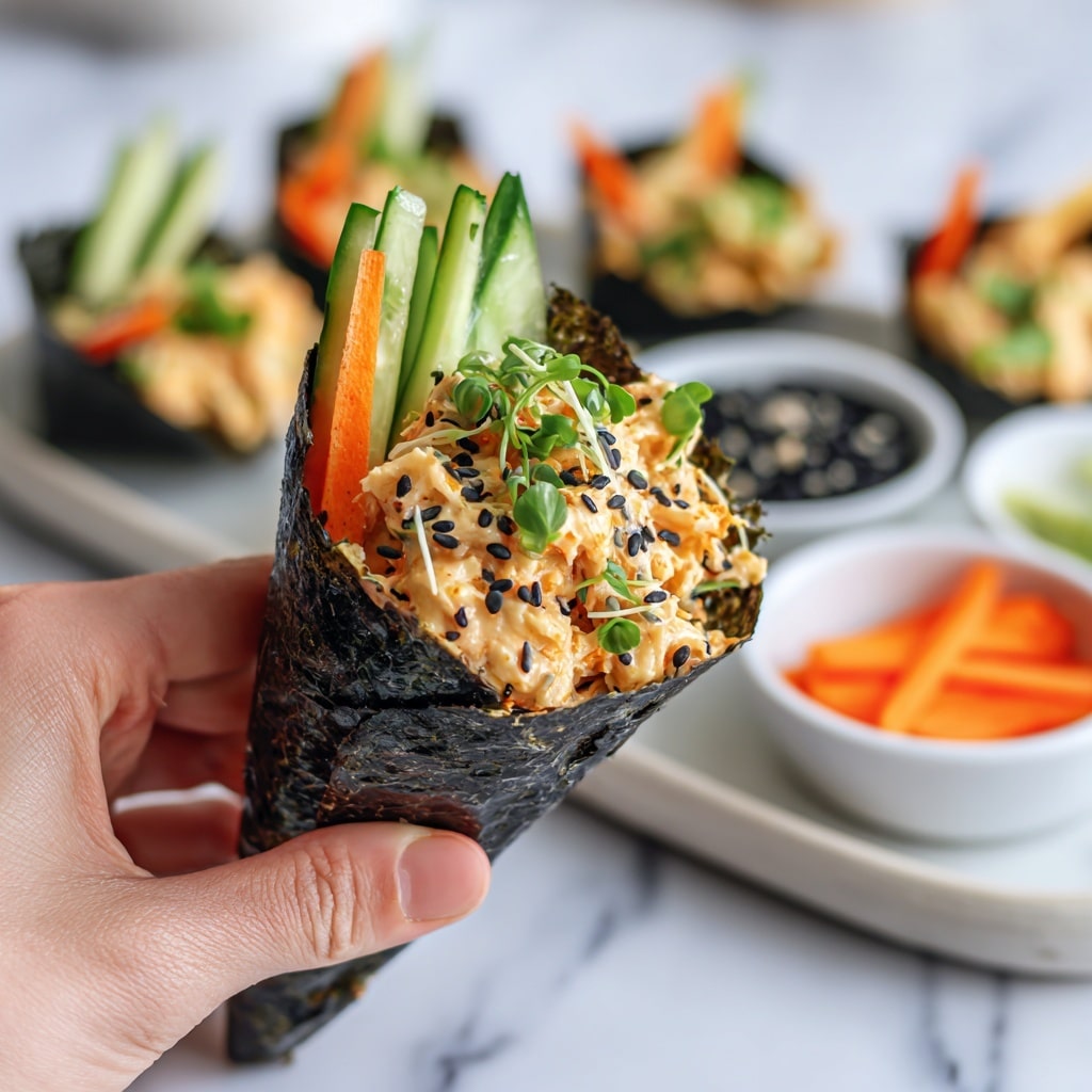 Spicy Shrimp Sushi Hand Roll Recipe - Recipe Image