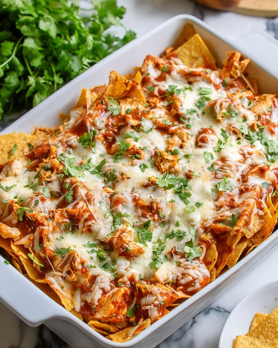 Baked Chicken and Chilaquiles Enchilada Casserole Recipe - Recipe Image