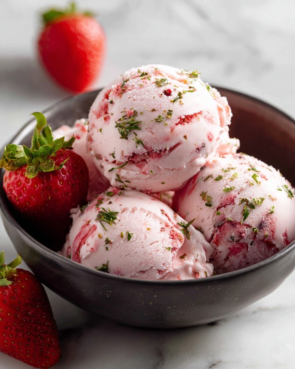 Roasted Strawberries & Lime Basil Ice Cream Recipe - Recipe Image