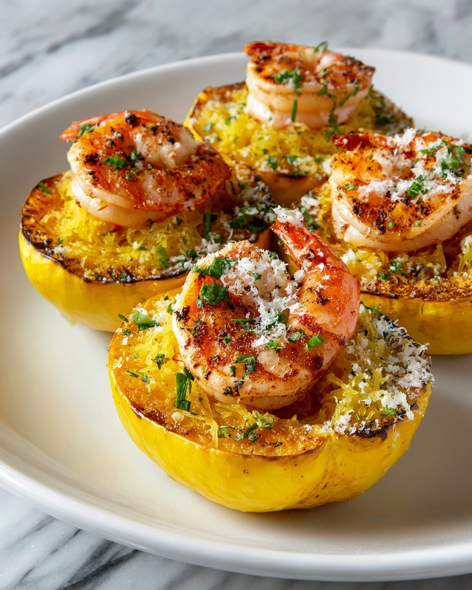 Garlicky Shrimp Scampi in Spaghetti Squash Shells Recipe - Recipe Image