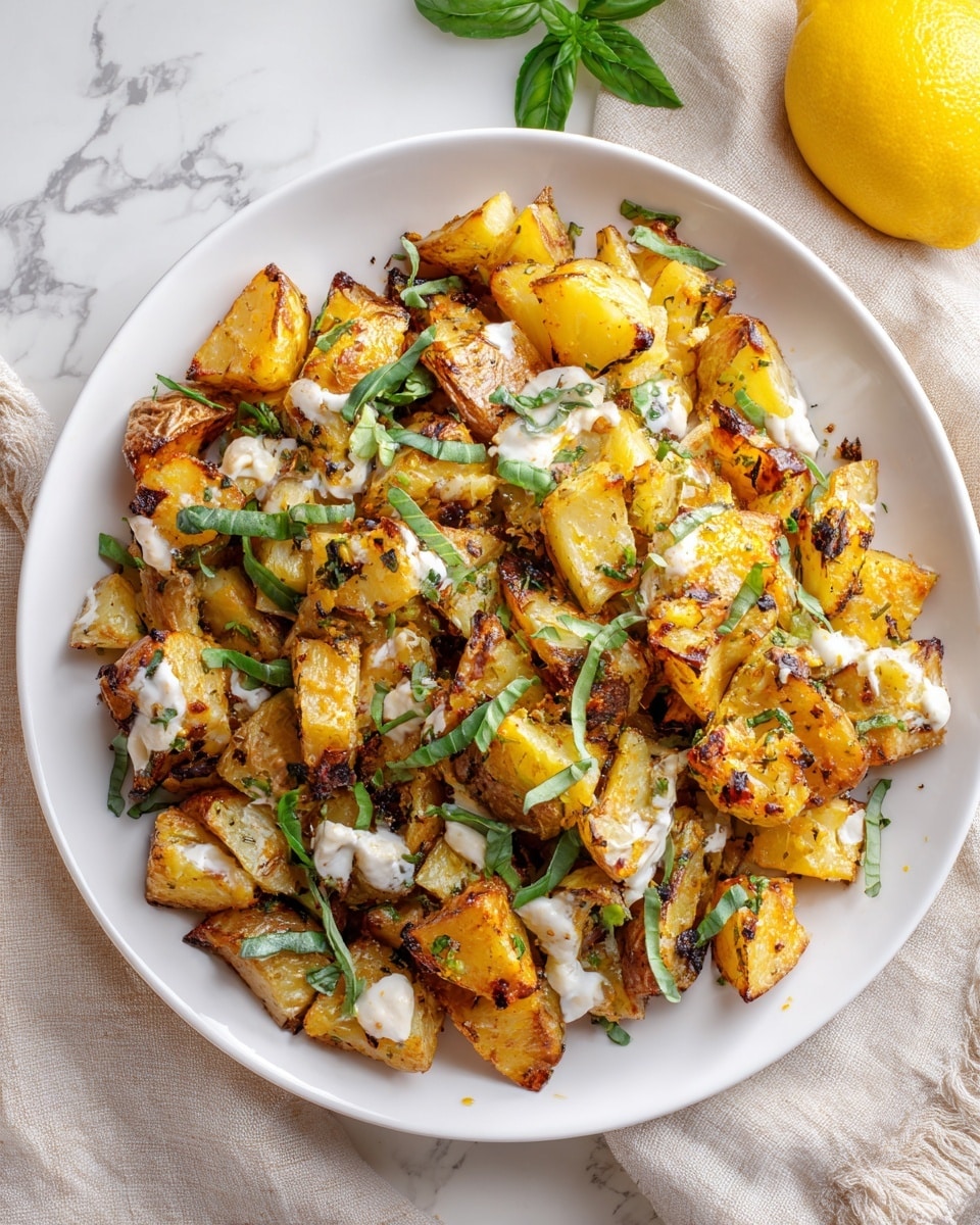 Baked Feta Potatoes with Roasted Garlic and Fresh Basil Recipe - Recipe Image
