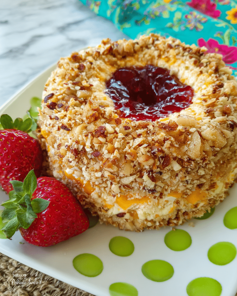 Pecan Cheddar Cheese Ring with Strawberry Preserves Recipe