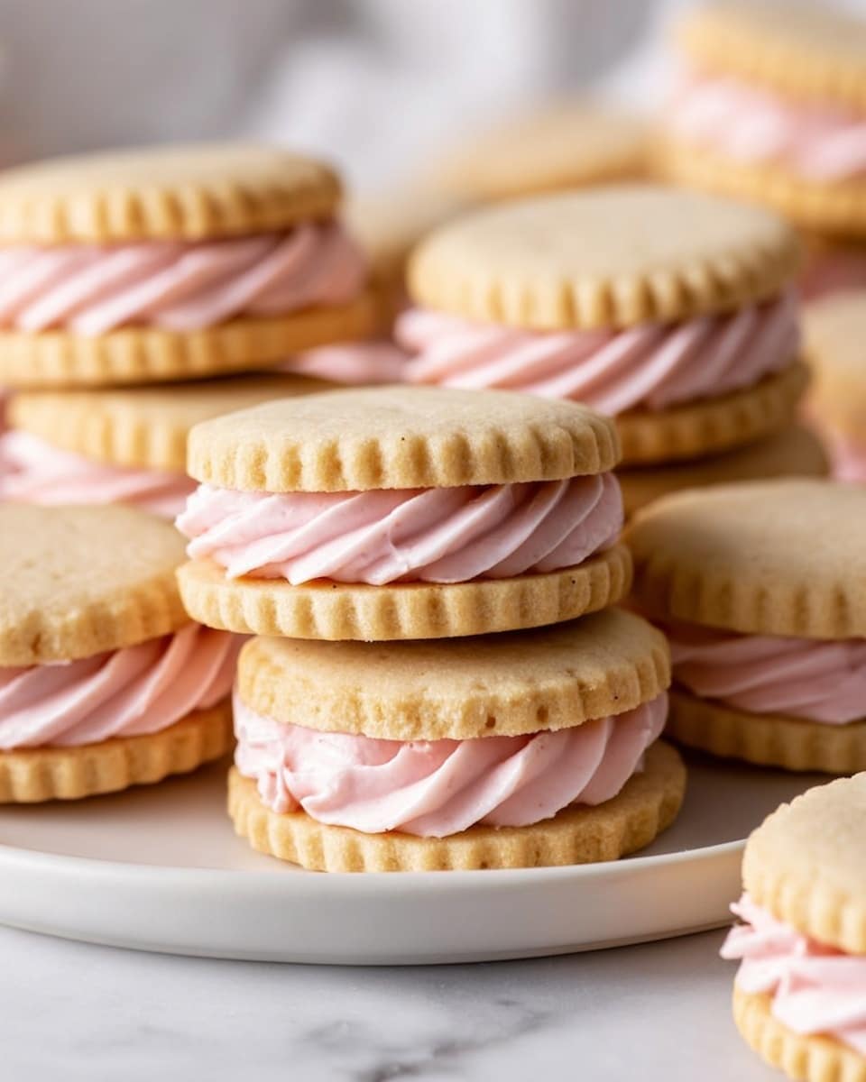 Vanilla Bean Shortbread Cookies with Strawberry Buttercream Sandwiches Recipe - Recipe Image