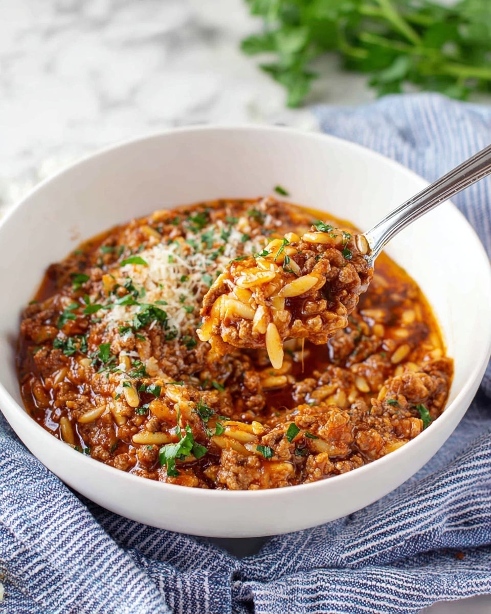 Manestra: Greek Orzo Comfort Food with Beef and Mint Recipe - Recipe Image