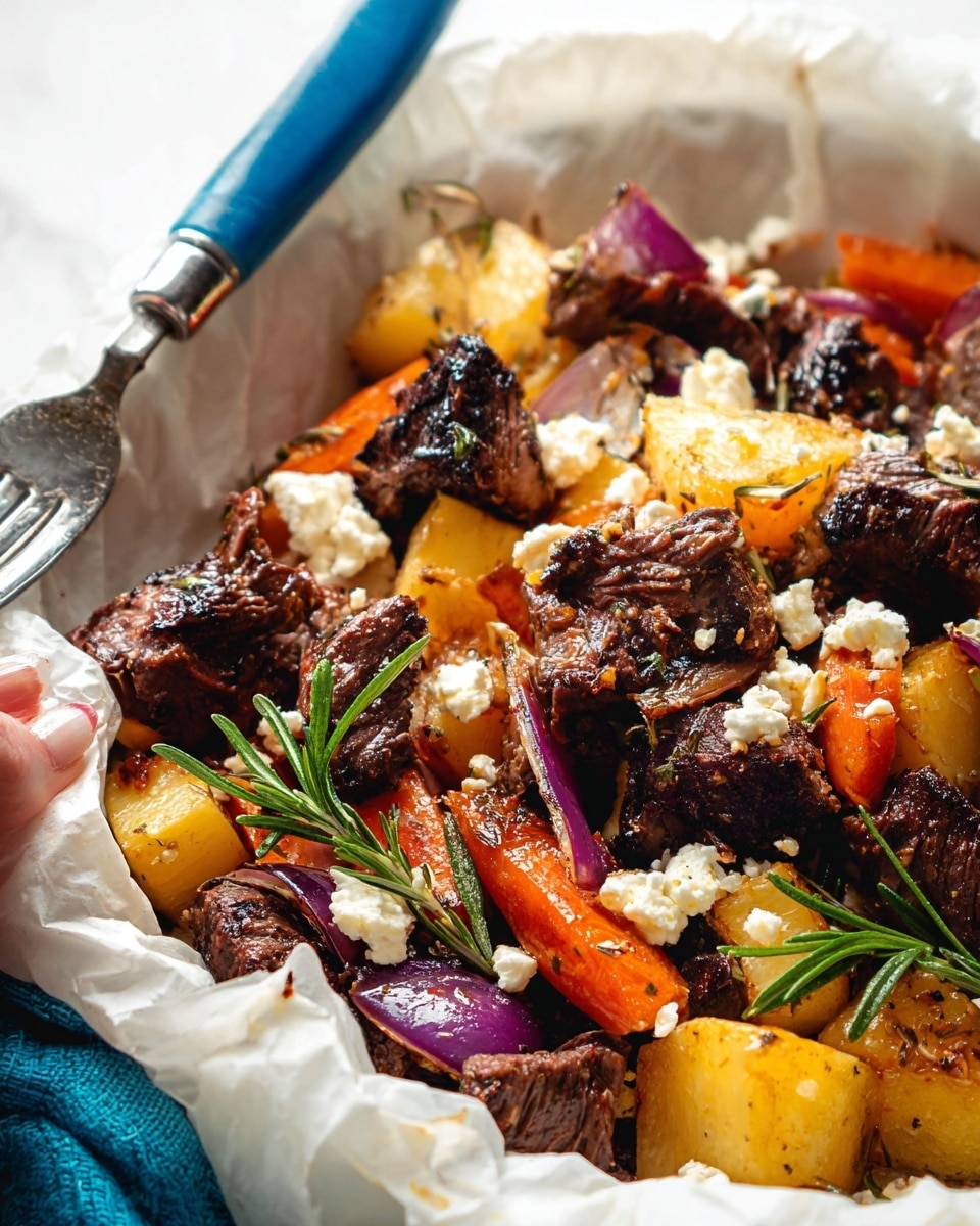 Greek Oven-Roasted Lamb (Kleftiko) with Vegetables and Feta Recipe - Recipe Image