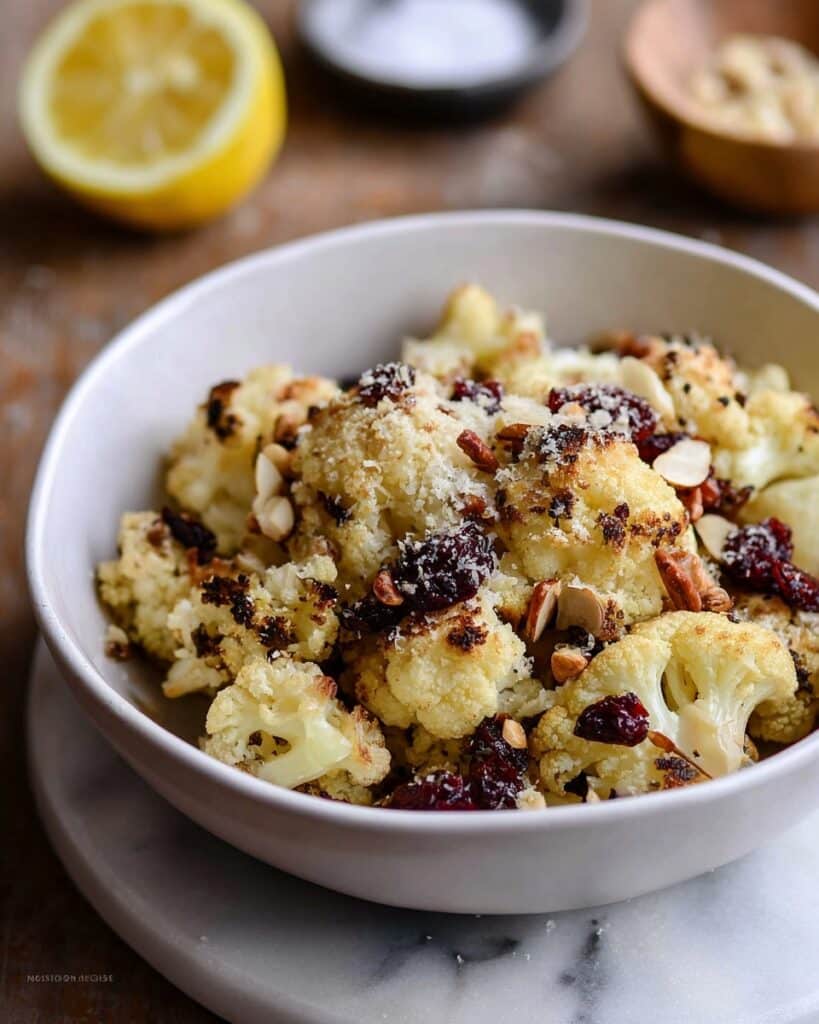 Roasted Cauliflower Salad with Cranberries and Lemon-Dijon Dressing Recipe