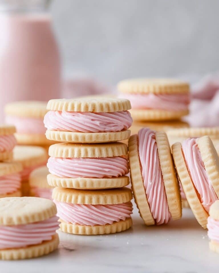 Vanilla Bean Shortbread Cookies with Strawberry Buttercream Sandwiches Recipe