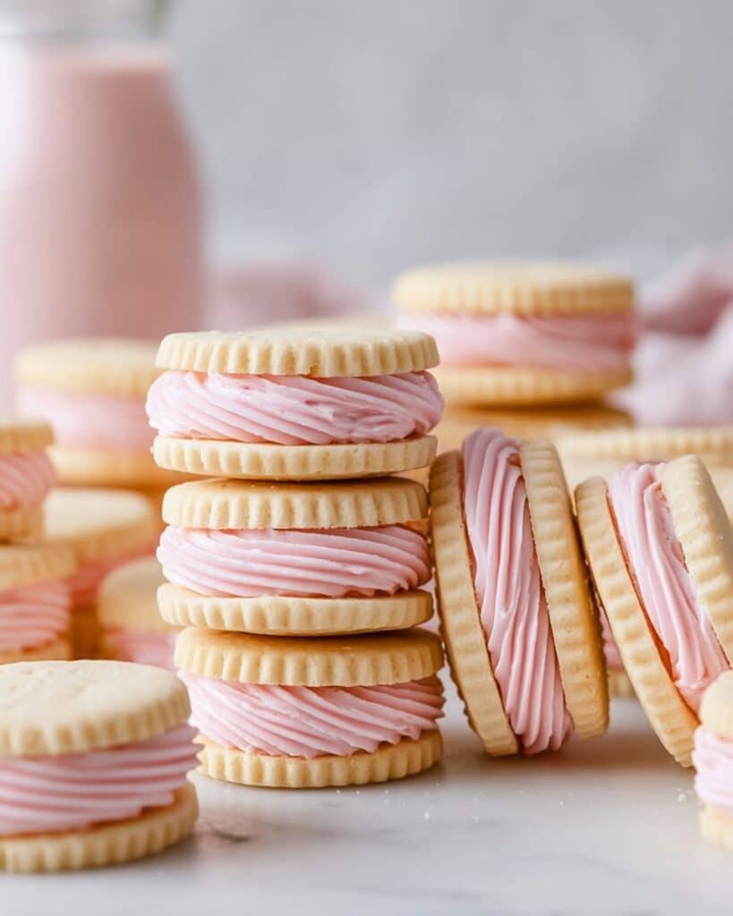 Vanilla Bean Shortbread Cookies with Strawberry Buttercream Sandwiches Recipe