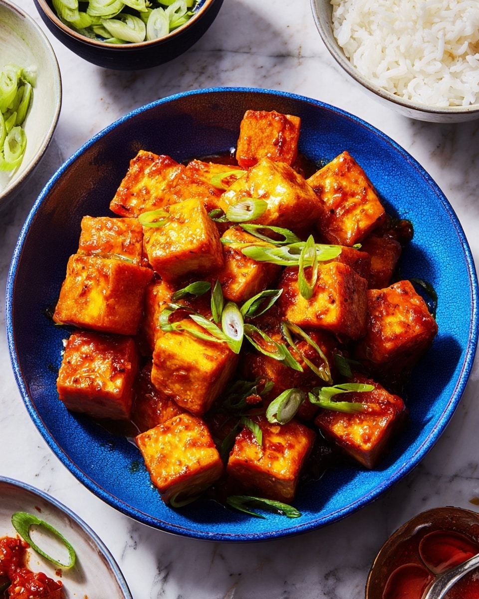 Gochujang Honey Glazed Fried Tofu Recipe - Recipe Image