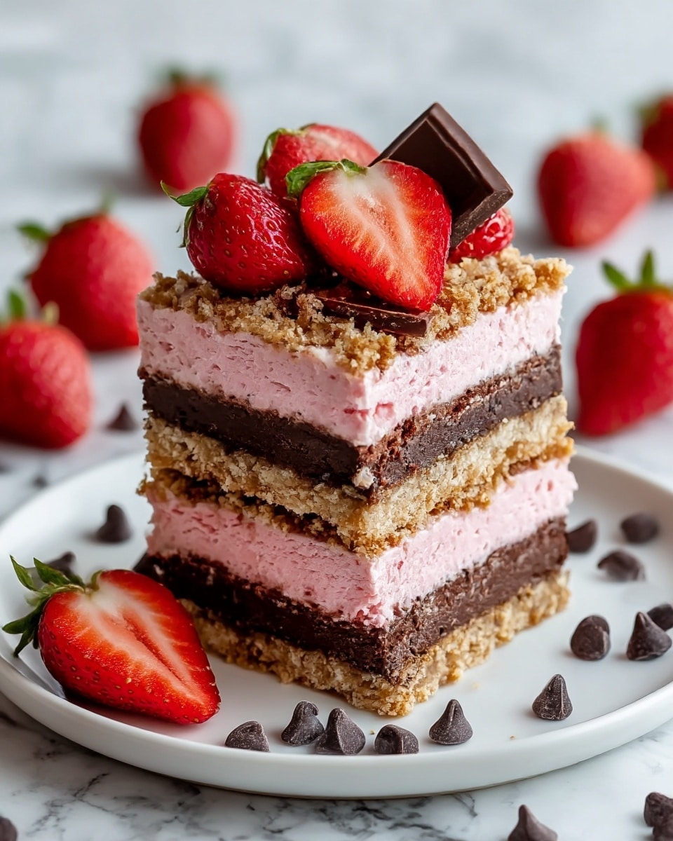 Strawberry Chocolate Crunch Cake Bars Recipe - Recipe Image