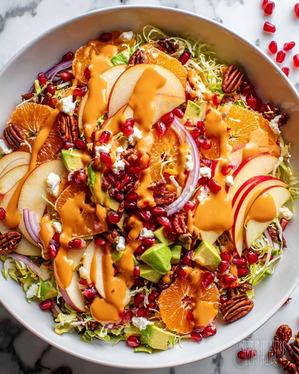 Persimmon Salad with Brussels Sprouts, Apple, Avocado, and Pomegranate Seeds Recipe - Recipe Image