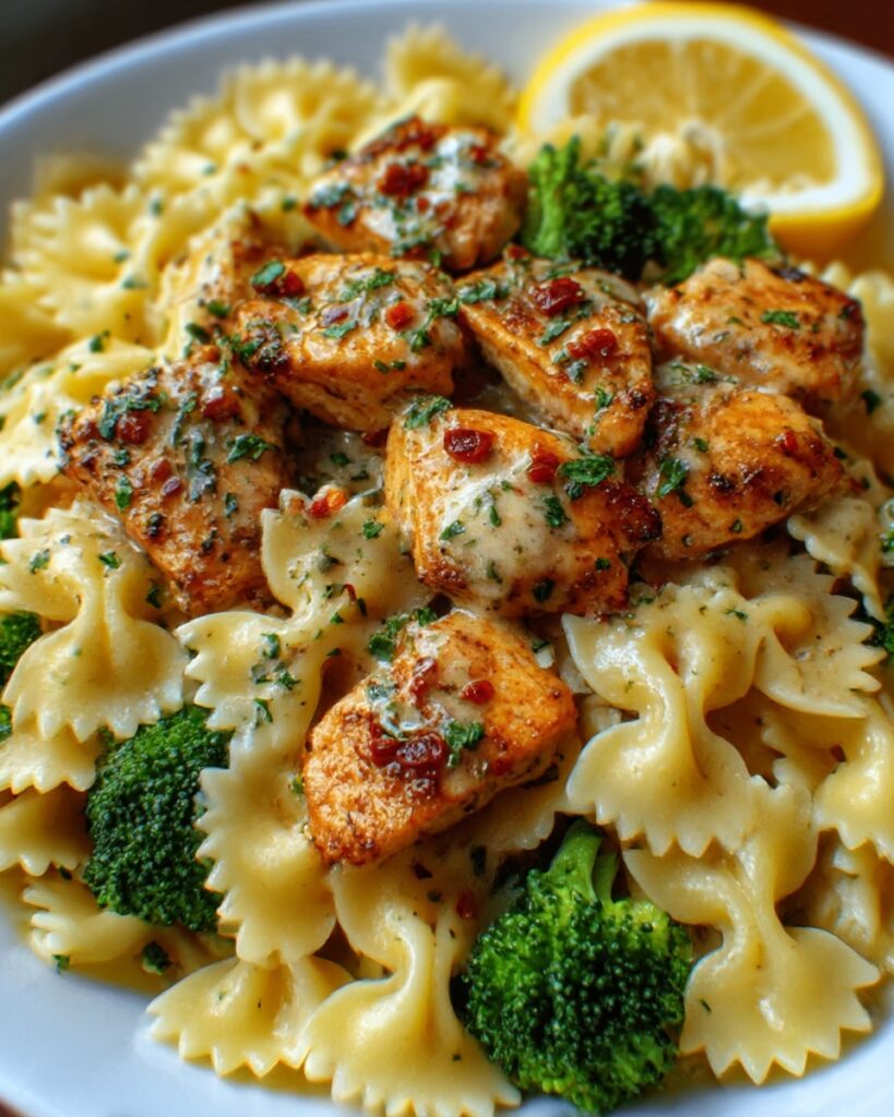 Cowboy Butter Lemon Bowtie Chicken with Broccoli Recipe