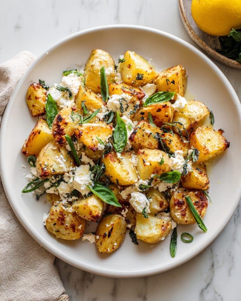 Baked Feta Potatoes with Roasted Garlic and Fresh Basil Recipe